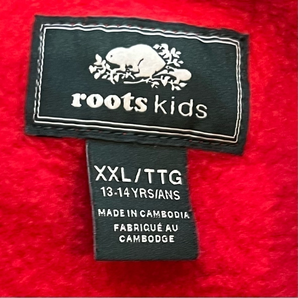 ROOTS Kids Canada Beaver Crewneck Sweatshirt Unisex Size XXL 13-14 Red Black - Picture 5 of 6